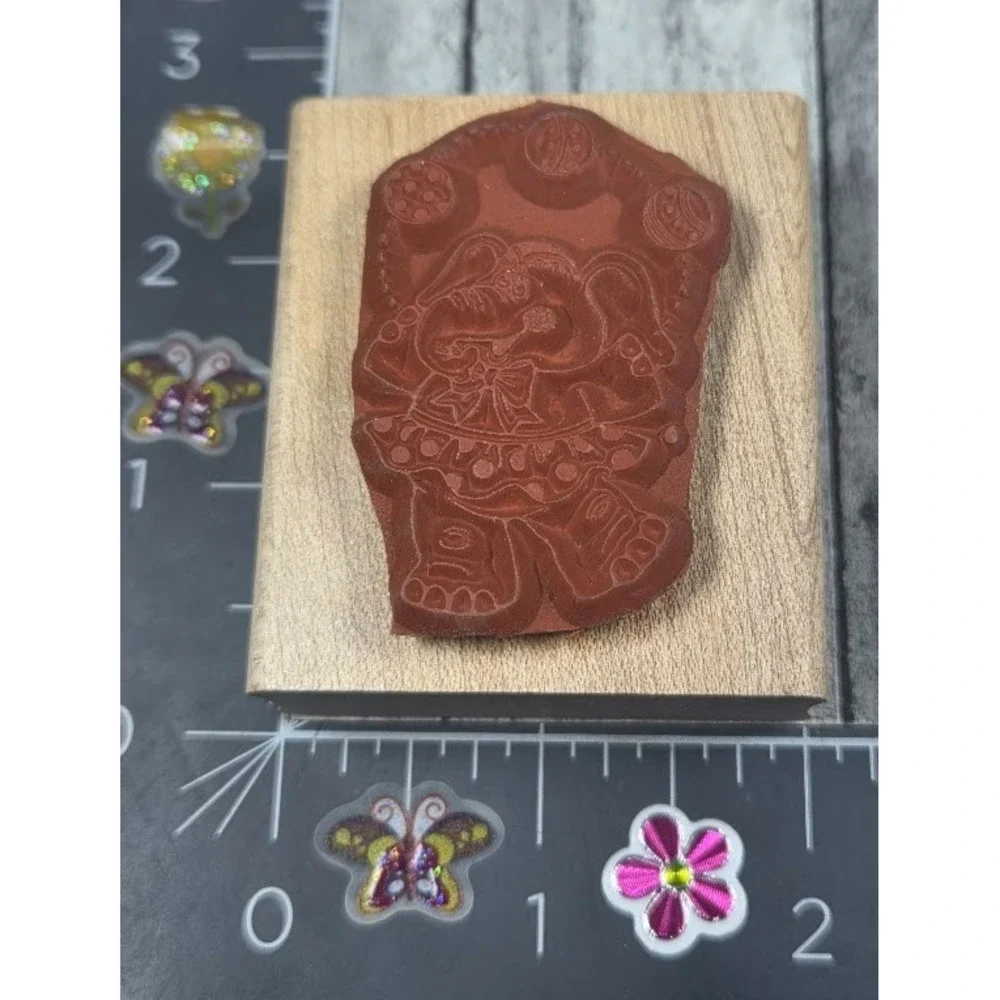 Stampin' Up! Juggling Balls Elephant Tutu Circus 1990 Rubber Stamp Wood #G29